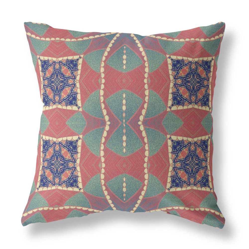 Cosmic Circle Sprays Broadcloth Indoor Outdoor Blown And Closed Pillow Red Green Indigo