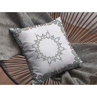 Wildflower Star Broadcloth Indoor Outdoor Blown And Closed Pillow White