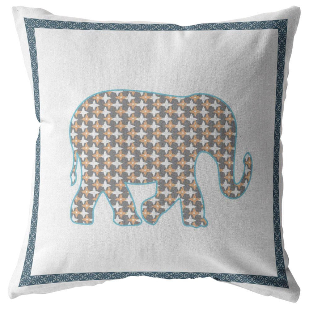 Light Elephant Broadcloth Indoor Outdoor Blown And Closed Pillow Muted Gold On White