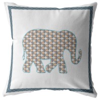 Light Elephant Broadcloth Indoor Outdoor Blown And Closed Pillow Muted Gold On White