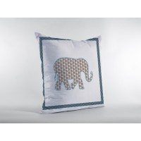 Light Elephant Broadcloth Indoor Outdoor Blown And Closed Pillow Muted Gold On White