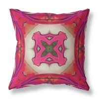 Pastel Floral Squares Broadcloth Indoor Outdoor Blown And Closed Pillow Hot Pink
