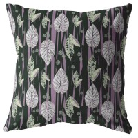 Tropics Broadcloth Indoor Outdoor Zippered Pillow Purple And Dark Green