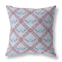 Lotus Peacock Rose Broadcloth Indoor Outdoor Blown And Closed Pillow Gray Blue Pink