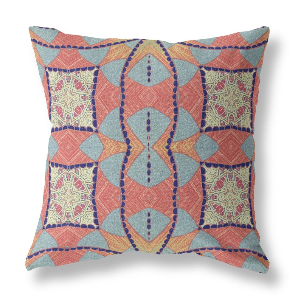 Cosmic Circle Sprays Broadcloth Indoor Outdoor Blown And Closed Pillow Red Orange Indigo