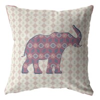 Elephant Silhouette Broadcloth Indoor Outdoor Blown And Closed Pillow Magenta