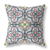 Clover Leaf Floral Broadcloth Indoor Outdoor Zippered Pillow Green Red White