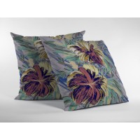 Hawaiian Flowers Broadcloth Indoor Outdoor Blown And Closed Pillow Orange And Yellow