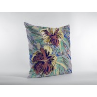 Hawaiian Flowers Broadcloth Indoor Outdoor Blown And Closed Pillow Orange And Yellow