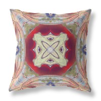 Pastel Floral Squares Broadcloth Indoor Outdoor Blown And Closed Pillow Grey Green Magenta Red