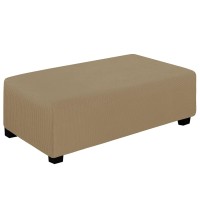 Easygoing Stretch Ottoman Cover Folding Storage Stool Furniture Protector Soft Rectangle Slipcover With Elastic Bottom Ottoman