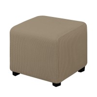 Easygoing Stretch Square Ottoman Cover Folding Storage Stool Furniture Protector Soft Rectangle Slipcover With Elastic Bottom