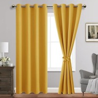 Jiuzhen Blackout Curtains With Tiebacks Thermal Insulated Light Blocking And Noise Reducing Grommet Curtain Drapes For Bedroo