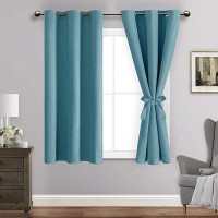 Jiuzhen Blackout Curtains With Tiebacks Thermal Insulated Light Blocking And Noise Reducing Grommet Curtain Drapes For Bedroo