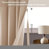 Jiuzhen Beige Blackout Curtains With Tiebacks Thermal Insulated Light Blocking And Noise Reducing Grommet Curtains For Bedroom