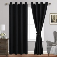 Jiuzhen Blackout Curtains With Tiebacks Thermal Insulated Light Blocking And Noise Reducing Grommet Curtain Drapes For Bedroo