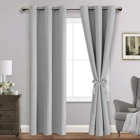 Jiuzhen Blackout Curtains With Tiebacks Thermal Insulated Light Blocking And Noise Reducing Grommet Curtain Drapes For Bedroo