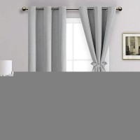 Jiuzhen Blackout Curtains With Tiebacksthermal Insulated And Light Blocking 2 Panels 42 X 45 Inch Silver Grey