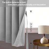 Jiuzhen Blackout Curtains With Tiebacksthermal Insulated And Light Blocking 2 Panels 42 X 45 Inch Silver Grey