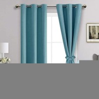 Jiuzhen Blackout Curtains With Tiebacksthermal Insulated And Light Blocking 2 Panels 42 X 84 Inch Turquoise