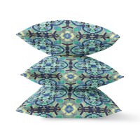 Clover Leaf Floral Broadcloth Indoor Outdoor Blown And Closed Pillow Aqua Indigo