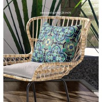 Clover Leaf Floral Broadcloth Indoor Outdoor Blown And Closed Pillow Aqua Indigo