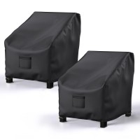 Brosyda Patio Chair Covers For Outdoor Furniture Waterproof 2 Pack, Lawn Chair Covers 600D Heavy Duty Oxford Cloth, Large Covers For Lounge Lawn Deep Seat Black 38