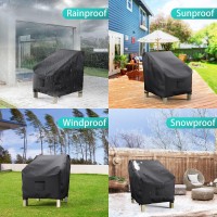 Brosyda Patio Chair Covers For Outdoor Furniture Waterproof 2 Pack, Lawn Chair Covers 600D Heavy Duty Oxford Cloth, Large Covers For Lounge Lawn Deep Seat Black 38
