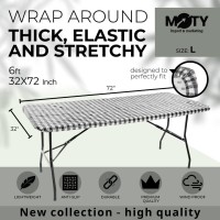 Tablecloth For Folding Table -Fitted Rectangular Table Cloth Plastic Vinyl Backed With Elastic Rim- For Christmas|Parties, Picnic (Colored Tiles, 4 Ft, 24X50 Inch)