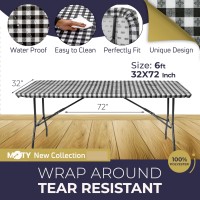 Tablecloth For Folding Table -Fitted Rectangular Table Cloth Plastic Vinyl Backed With Elastic Rim- For Christmas|Parties, Picnic (Colored Tiles, 4 Ft, 24X50 Inch)