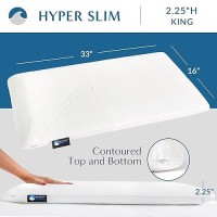 Bluewave Bedding Hyper Slim Gel Memory Foam Pillow For Stomach And Back Sleepers Thin Flat Design For Cervical Neck Alignment