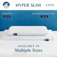 Bluewave Bedding Hyper Slim Gel Memory Foam Pillow For Stomach And Back Sleepers Thin Flat Design For Cervical Neck Alignment