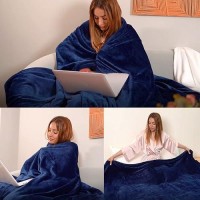 Jiahannha Navy Blue Fleece Throw Blankets Queen Size 90 By 90 Inches For Bed Sofa Couch 280Gsm Super Soft Cozy And Luxury Bed Blanket For All Season