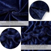 Jiahannha Navy Blue Fleece Throw Blankets Queen Size 90 By 90 Inches For Bed Sofa Couch 280Gsm Super Soft Cozy And Luxury Bed Blanket For All Season