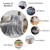 Jiahannha Flannel Fleece Blanket Queen Size(90 By 90 Inches) Grey Throw Blanket For Couch Bed Sofa 280Gsm Super Soft Plush Fuzzy And Cozy Warm Bed Blanket For All Season