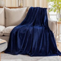 Jiahannha Navy Blue Throw Blanket Twin Size 60 By 80 Inches Flannel Fleece Blanket For Couch Sofa Bed 280Gsm Super Soft Cozy And Luxury Bed Blanket For All Season