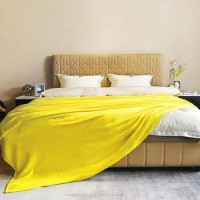 Jiahannha Fleece Blanket King Size Yellow 108 By 90 Inches Throw Blankets For Bed Sofa Couch 280Gsm Super Soft Cozy And Luxury Bed Blanket For All Season