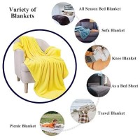 Jiahannha Fleece Blanket King Size Yellow 108 By 90 Inches Throw Blankets For Bed Sofa Couch 280Gsm Super Soft Cozy And Luxury Bed Blanket For All Season