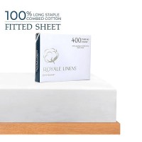 Royale Linens 400 Thread Count 100 American Grown Cotton Fitted Sheet Full Size All Around Elastic Fitted Sheet Luxury Sate