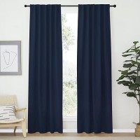 Nicetown Vertical Blinds Window Curtain Panels - (Navy Color) 42 By 84 Inches  Set Of 2  Energy Saving Rod Pocket And Back Tab Blackout Curtains For Nursery Loft Cafe Laundry