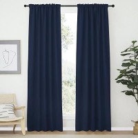 Nicetown Vertical Blinds Window Curtain Panels - (Navy Color) 42 By 84 Inches  Set Of 2  Energy Saving Rod Pocket And Back Tab Blackout Curtains For Nursery Loft Cafe Laundry