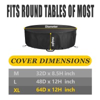 Selugove Round Table Cover, Suitable For 64-Inch Diameter Patio Round Table, Black Thick Anti-Tearing Double Layer Oxford Cloth,With Handle Easy To Wear And Take Off