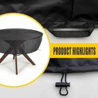 Selugove Round Table Cover, Suitable For 64-Inch Diameter Patio Round Table, Black Thick Anti-Tearing Double Layer Oxford Cloth,With Handle Easy To Wear And Take Off