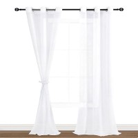 Hiasan White Sheer Curtains 96 Inches Long With Tiebacks Lightweight And Light Filtering Voile Drapes Extra Long Grommet Window