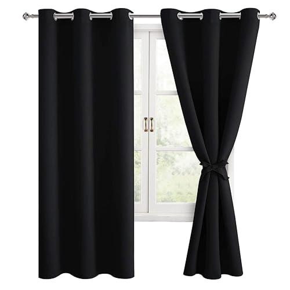 Hiasan Blackout Curtains For Bedroom And Living Room Light Blocking Noise Reducing Window Curtain Panels Tiebacks Included S