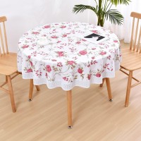 Lohascasa Round Vinyl Tablecloth With Flannel Backing Plastic Table Cloth Cover Pvc Wipeable Spillproof Peva Waterproof Oilcloth Lace Floral Tablecloths 70 Inch