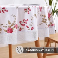 Lohascasa Round Vinyl Tablecloth With Flannel Backing Plastic Table Cloth Cover Pvc Wipeable Spillproof Peva Waterproof Oilcloth Lace Floral Tablecloths 70 Inch