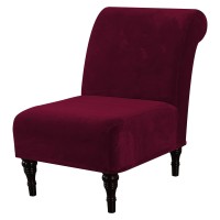 Velvet Accent Chair Covers High Stretch Armless Chair Covers For Living Room Luxury Thick Velvet Chair Slipcovers Modern Furniture Protector With Elastic Bottom, Machine Washable, Burgundy