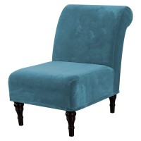 Velvet Accent Chair Covers High Stretch Armless Chair Covers For Living Room Luxury Thick Velvet Chair Slipcovers Modern Furniture Protector With Elastic Bottom, Machine Washable, Peacock Blue