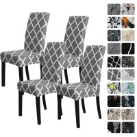 Forcheer Pattern Stretch Chair Covers For Dining Room Set Of 4,Printed Stretchable Dining Chair Slipcover Washable Removable For Kitchen,Hotel,Restaurant,Ceremony Universal Size(4Pcs,Geometry)